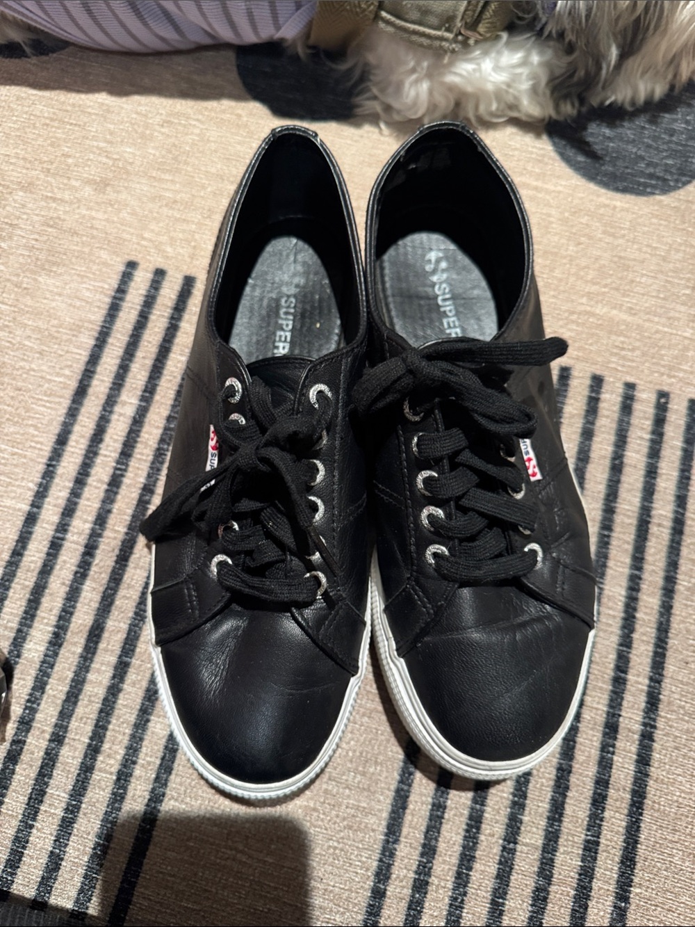 Superga Men's Black Low-Top Lace-Up Sneakers with White Sole